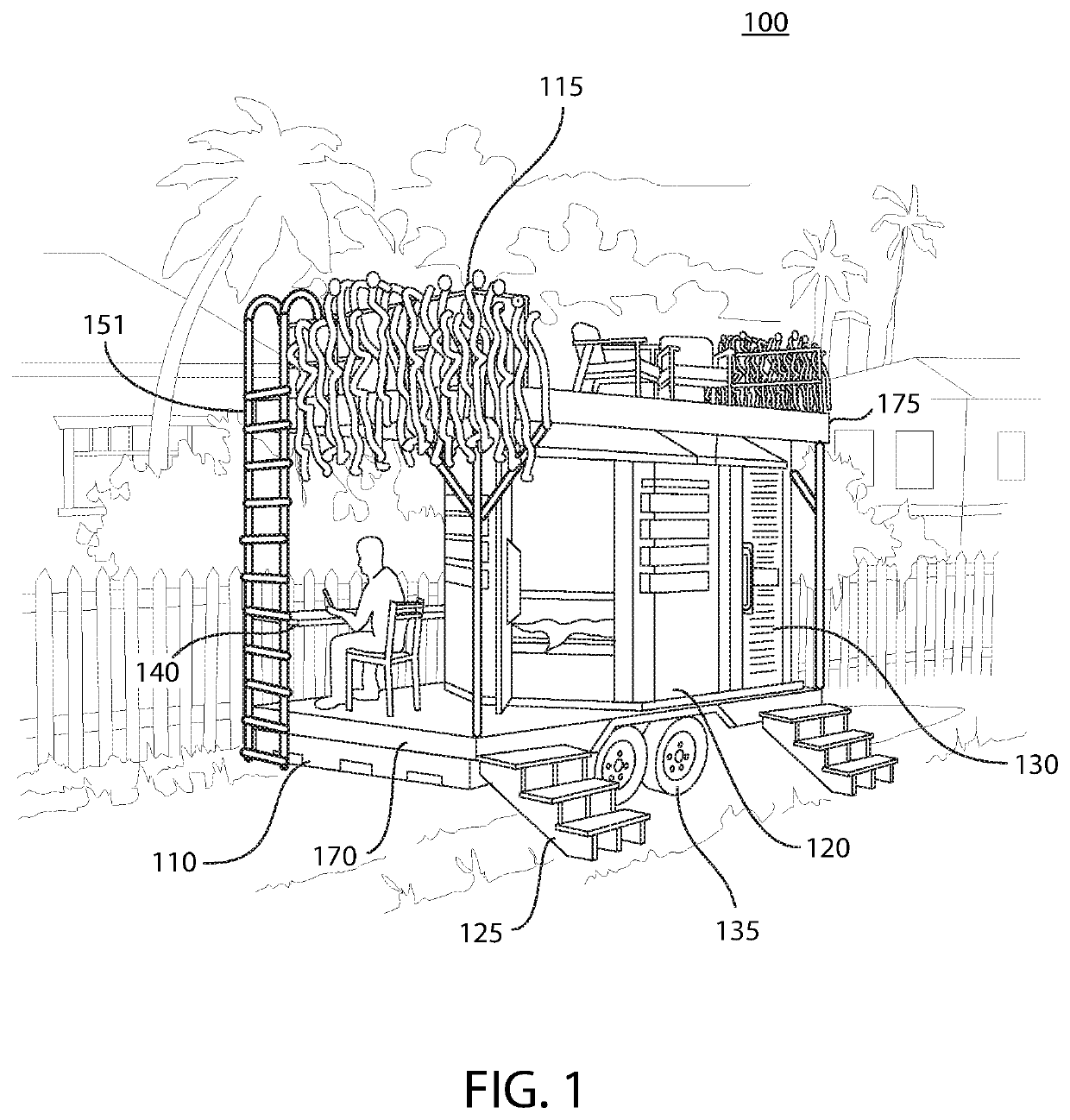 Portable living structure and assembly