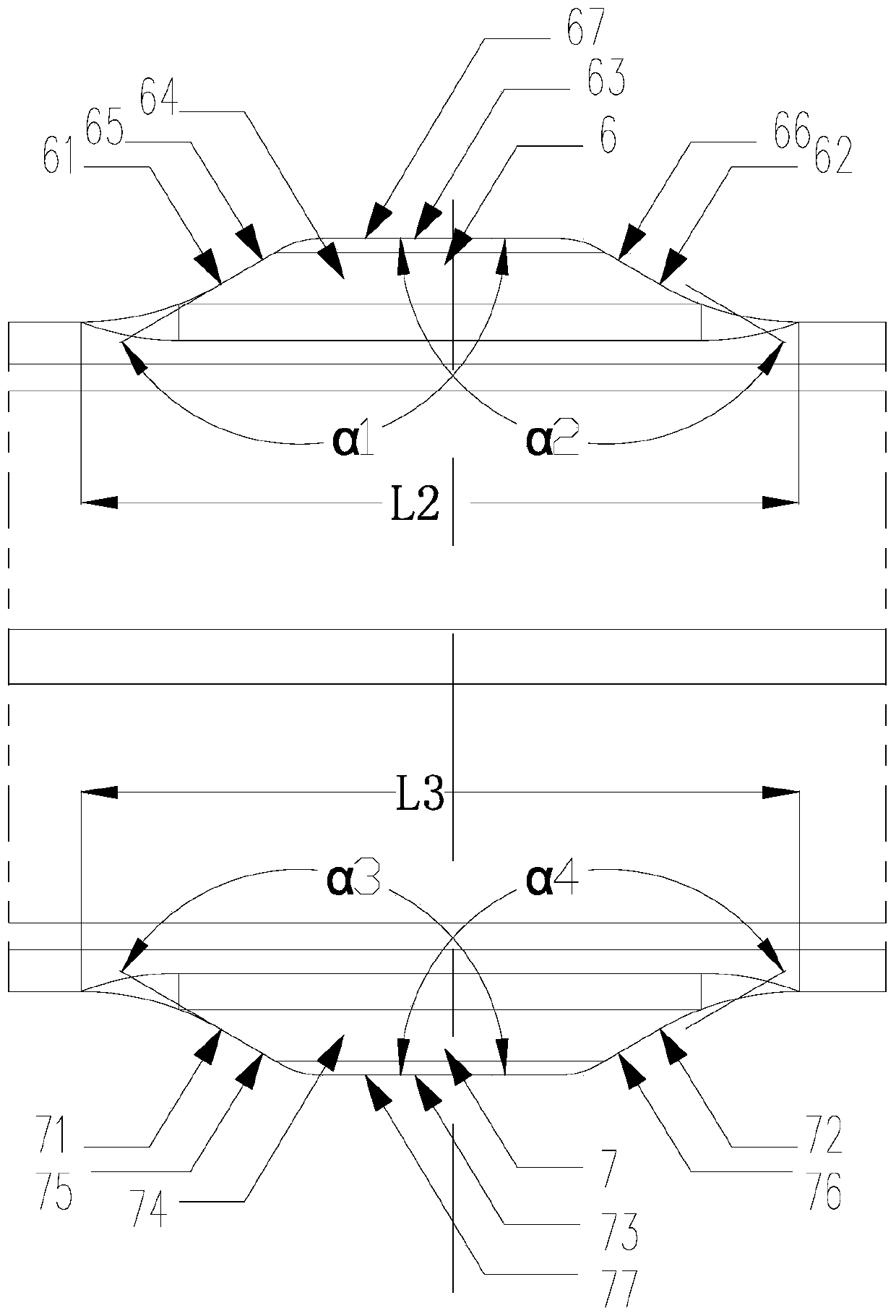 Groove machining blade with double cutting units and cutting tool