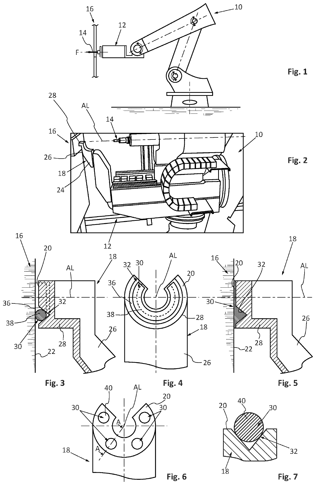 Effector comprising a contact surface having an interface made of a ductile material