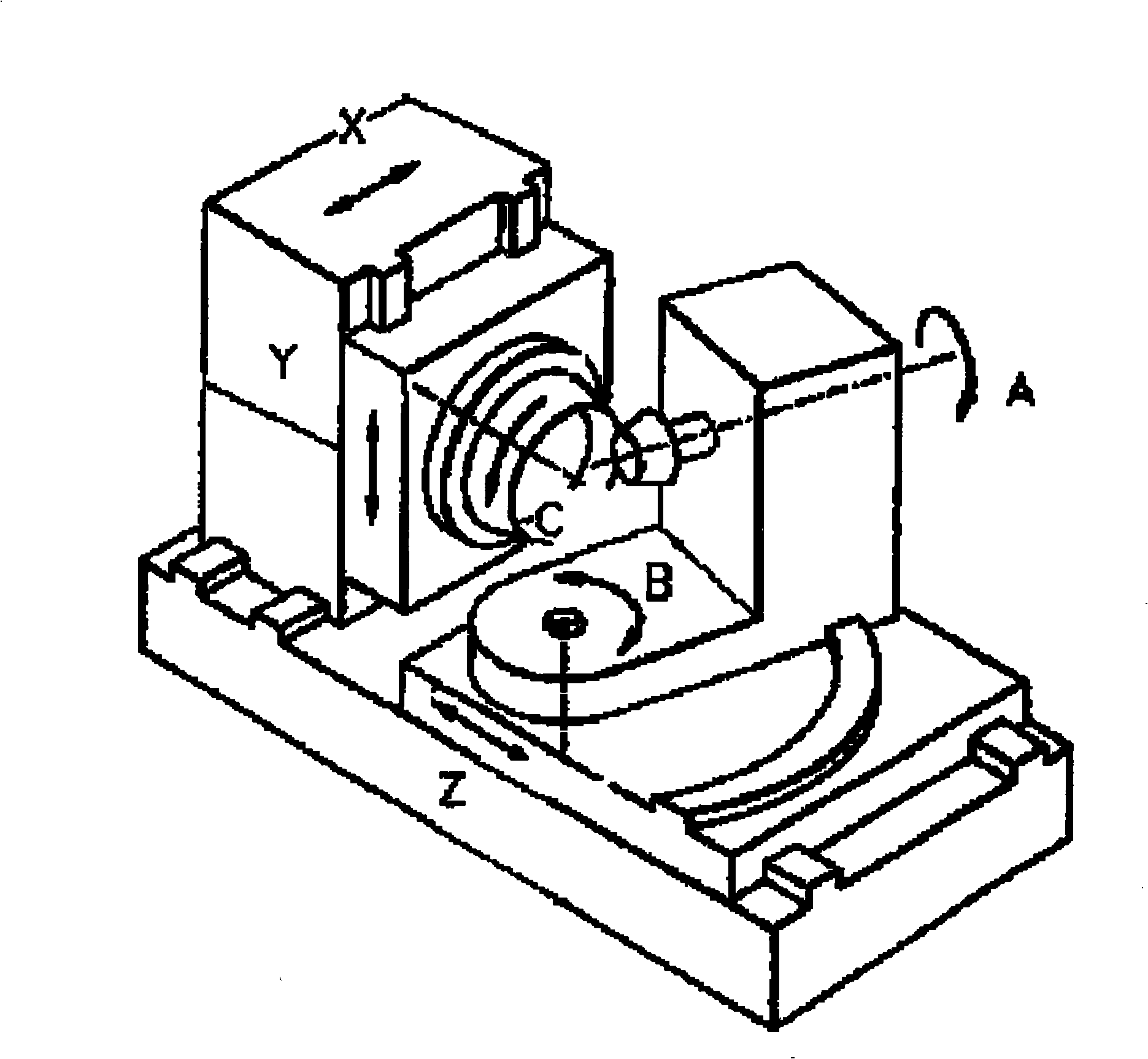 Four-shaft four-linkage numerical control spiral bevel gear milling machine arrangement