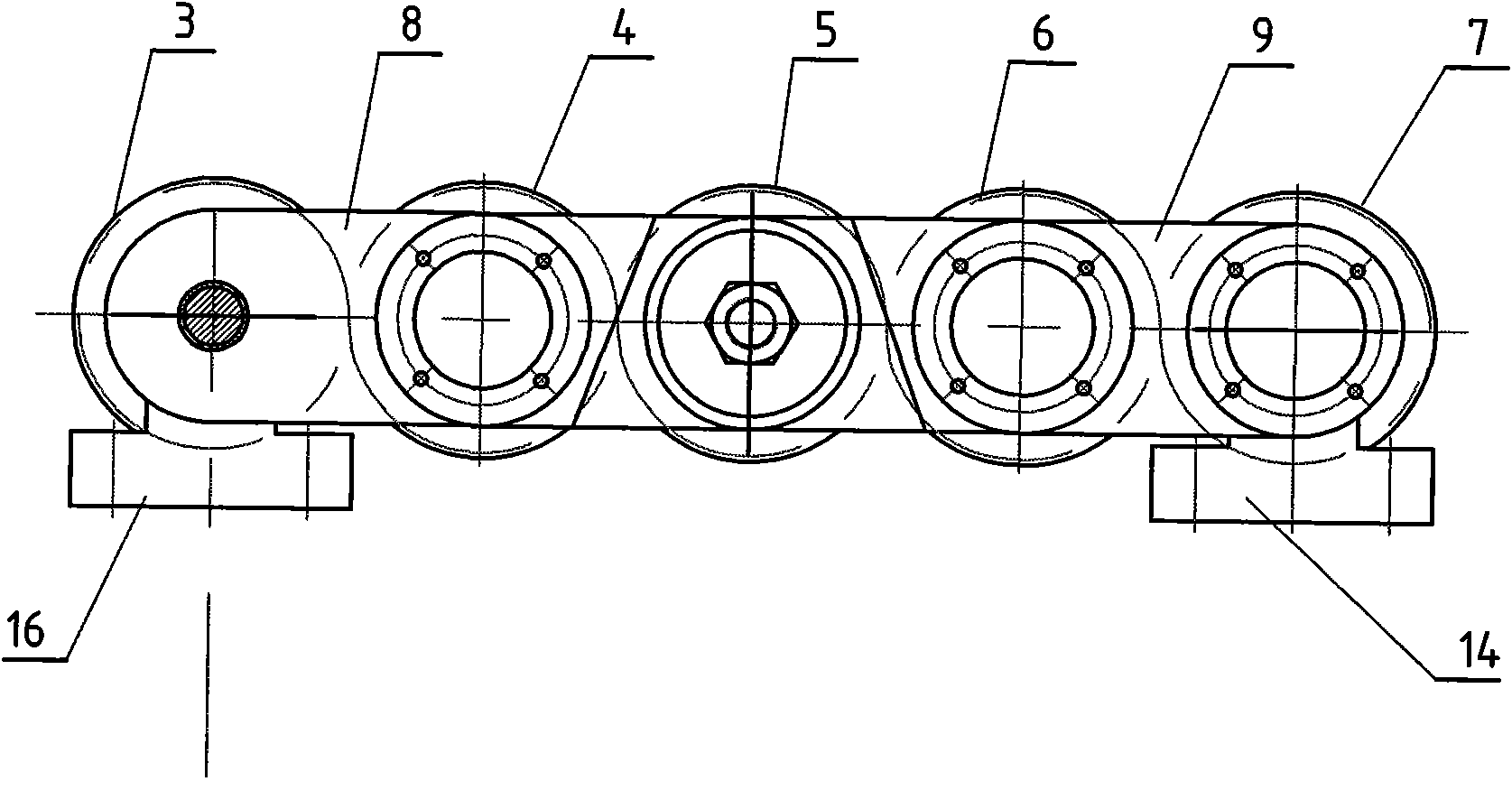 Single-motor two-parallel boring bar boring device with widely adjustable center distance