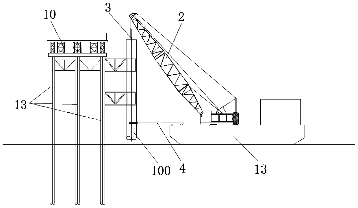 Steel protective cylinder guiding and installing method and pile foundation construction platform and floating crane ship