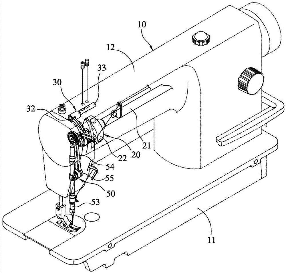Sewing machine with adjustable needle rod and take-up stroke