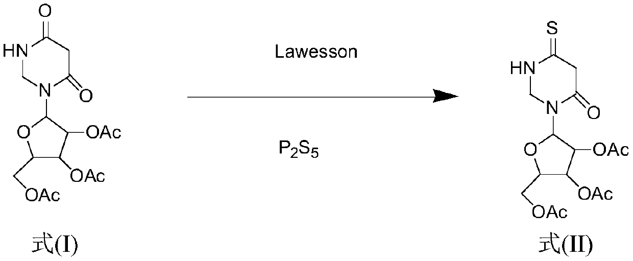 Method for synthesizing 4-S-2', 3', 5'-O-triacetyluridine