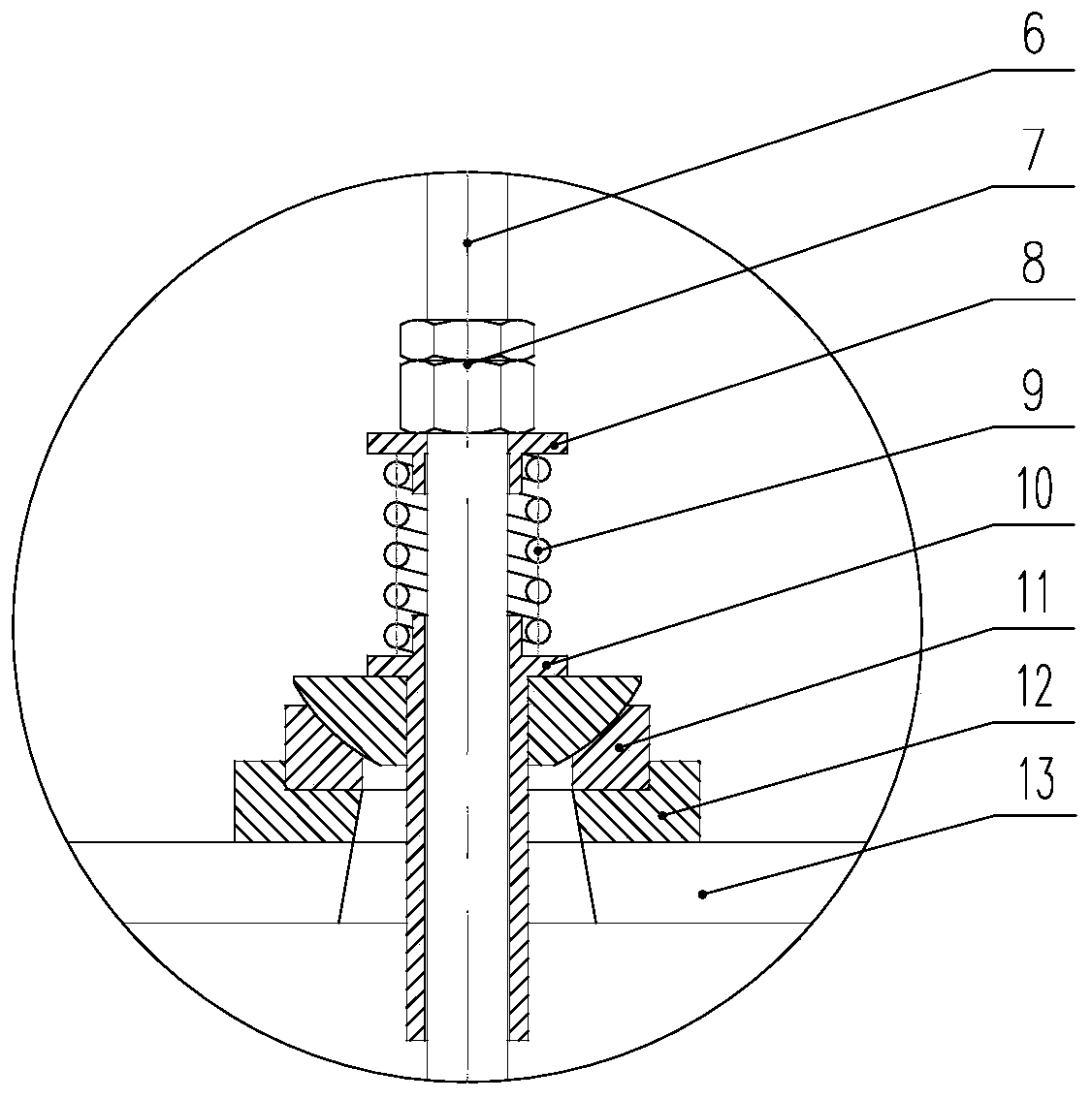 Wind tunnel damping net tensioning device and wind tunnel stability segment