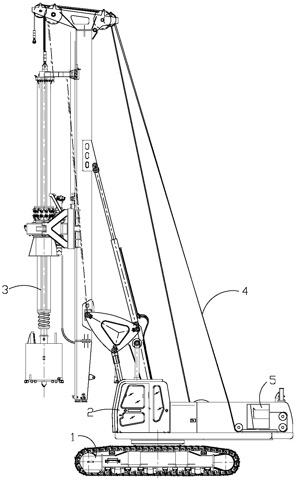 Rotary drilling machine with automatic counterweight device