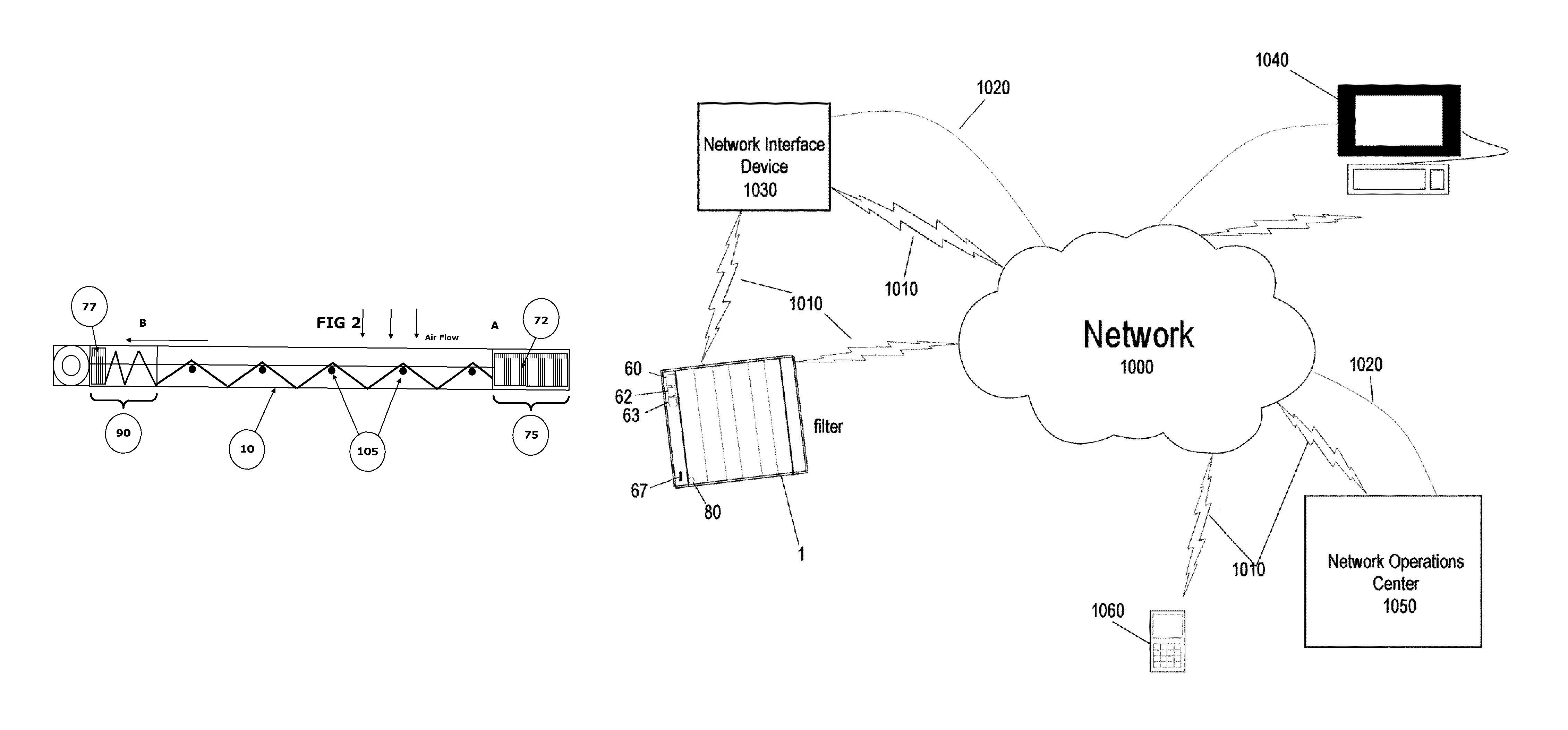 Direct replacement air filter with automatic filter media advance and wireless communications