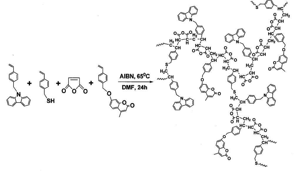Preparation method and application of amphiphilic photoelectric active branched macromolecules