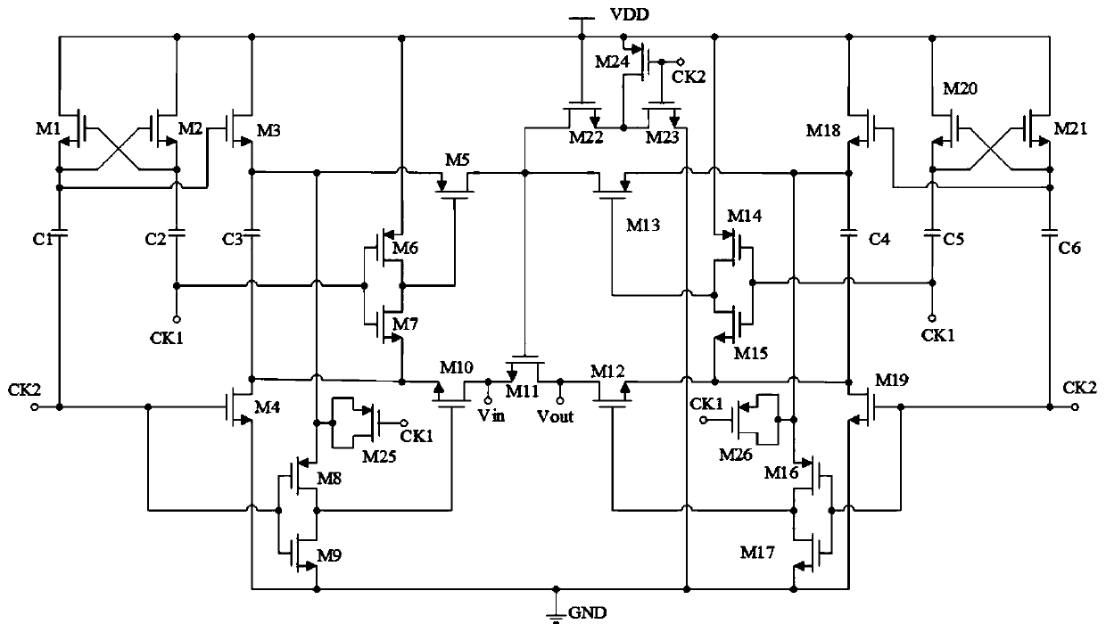 Gate voltage bootstrap sampling switch circuit adopting mirror image structure
