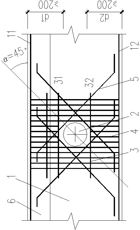 Opening structure of reinforced concrete beam