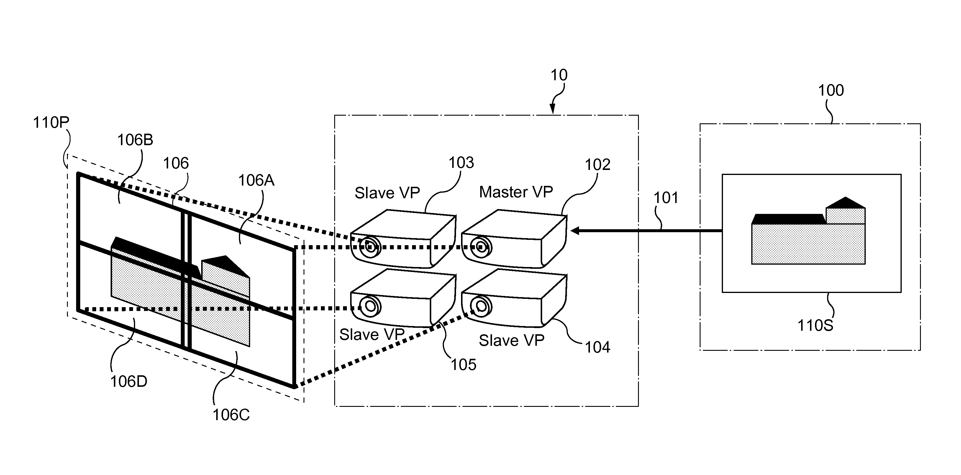 Method, device, computer program and information storage means for transmitting a source frame into a video display system