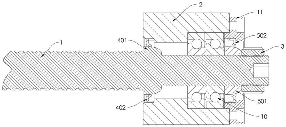 A machine tool screw pre-tensioning installation mechanism