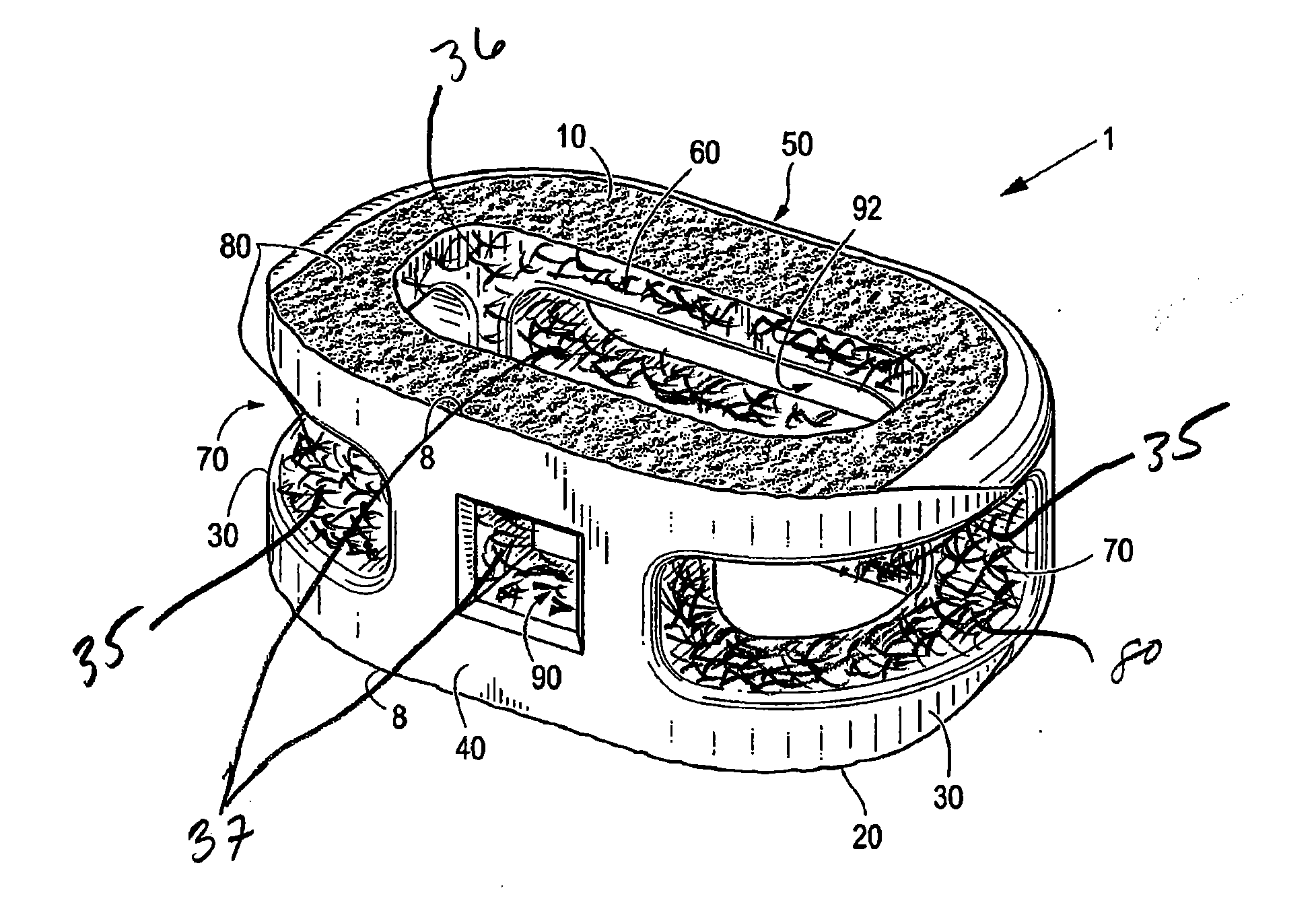Interbody Spinal Implant Having Internally Textured Surfaces