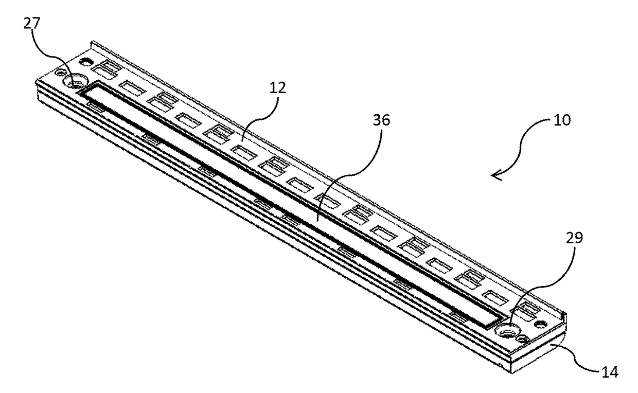 Inkjet printhead having recessed transverse ribs across fluid channel