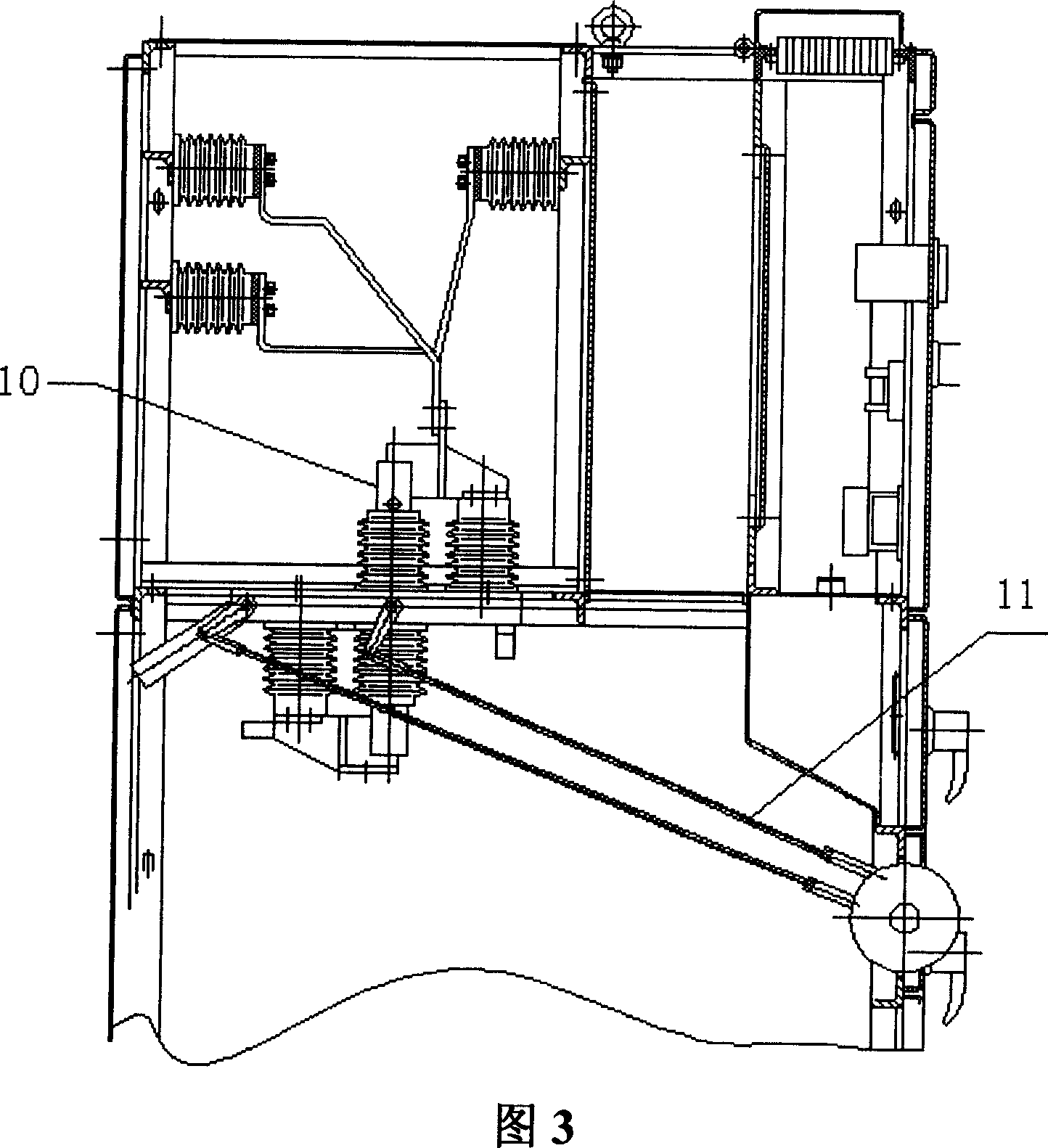 Mounting structure for isolating switch in medium voltage switch cabinet
