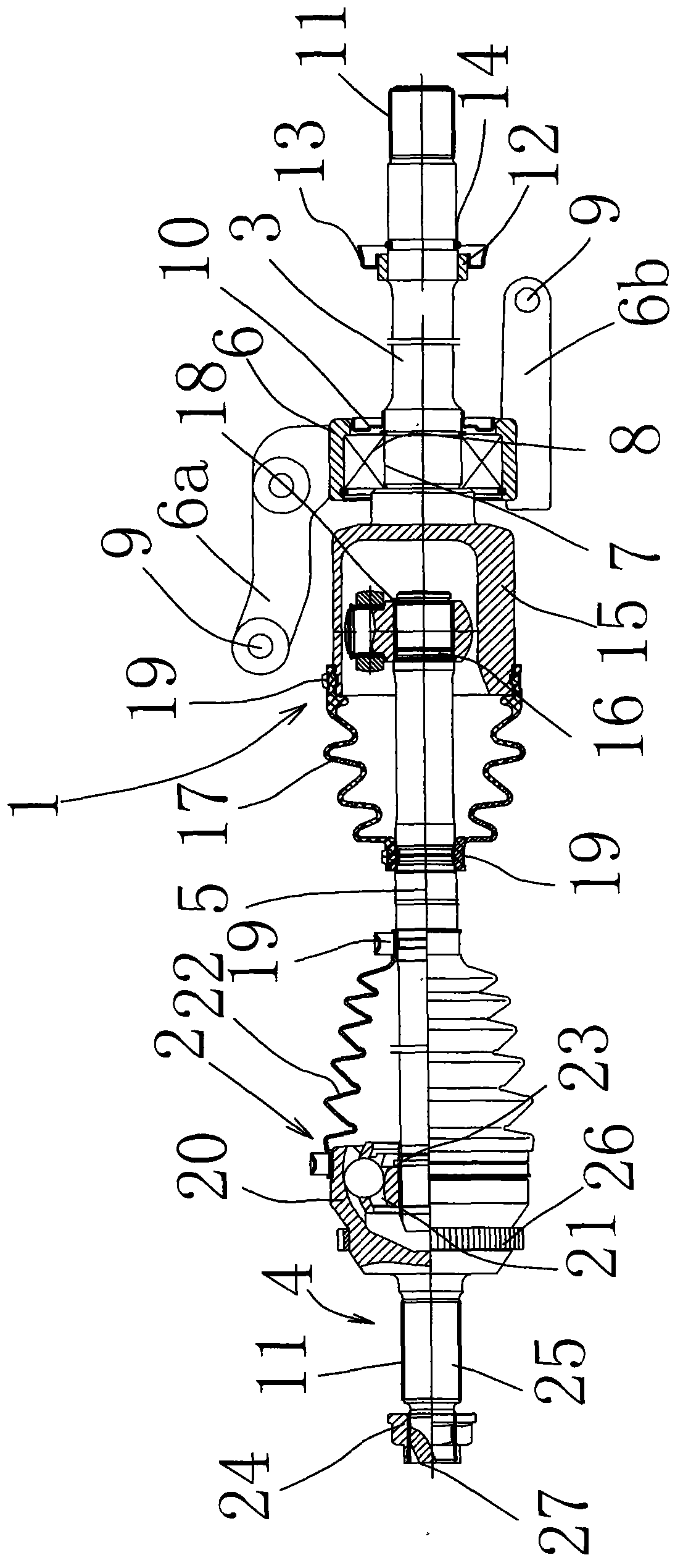 Input bending angle structure of driving axle assembly