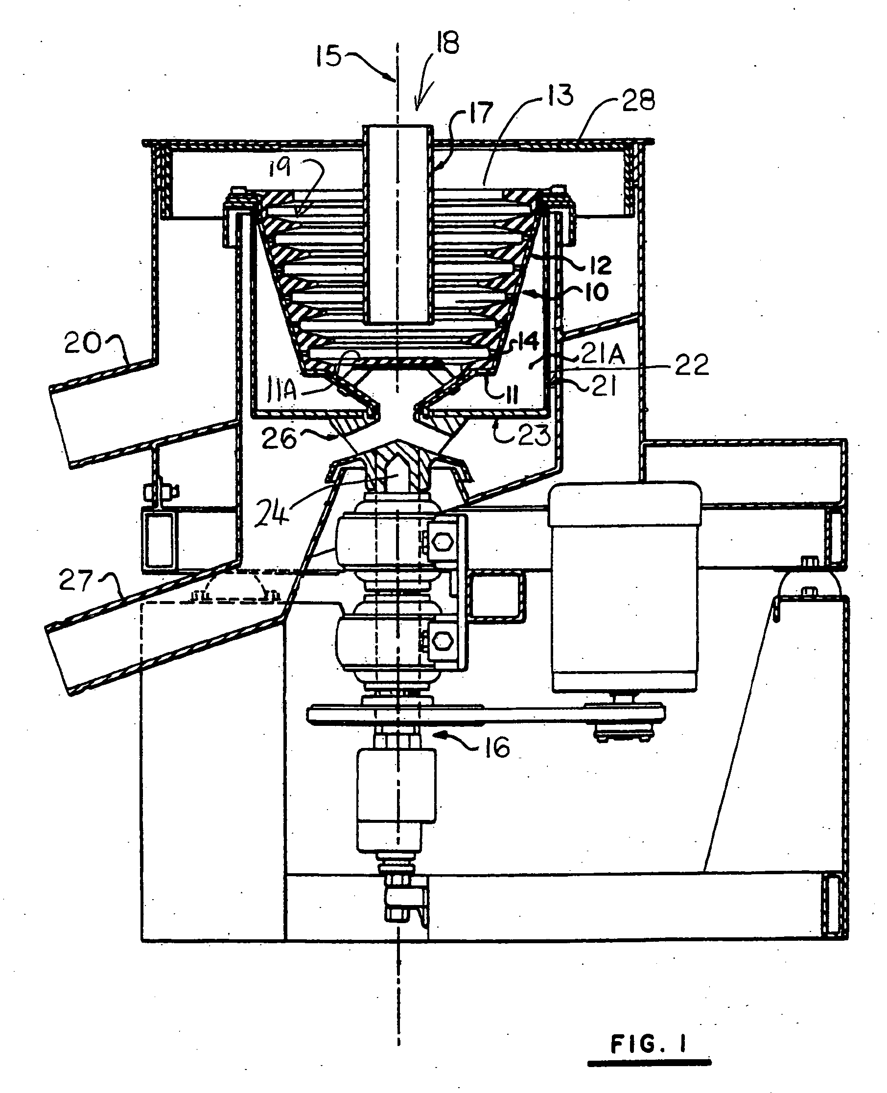 Centrifugal separator with fluid injection openings formed in a separate strip insert