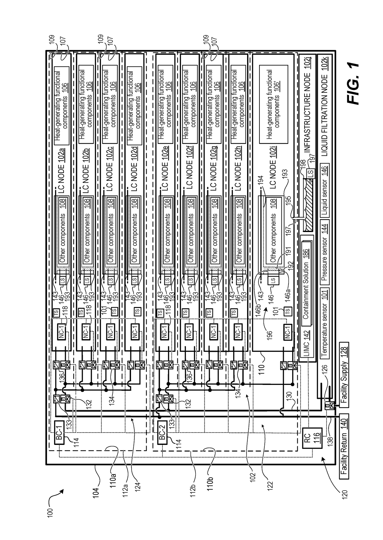 Liquid cooled rack information handling system having storage drive carrier for leak containment and vibration mitigation