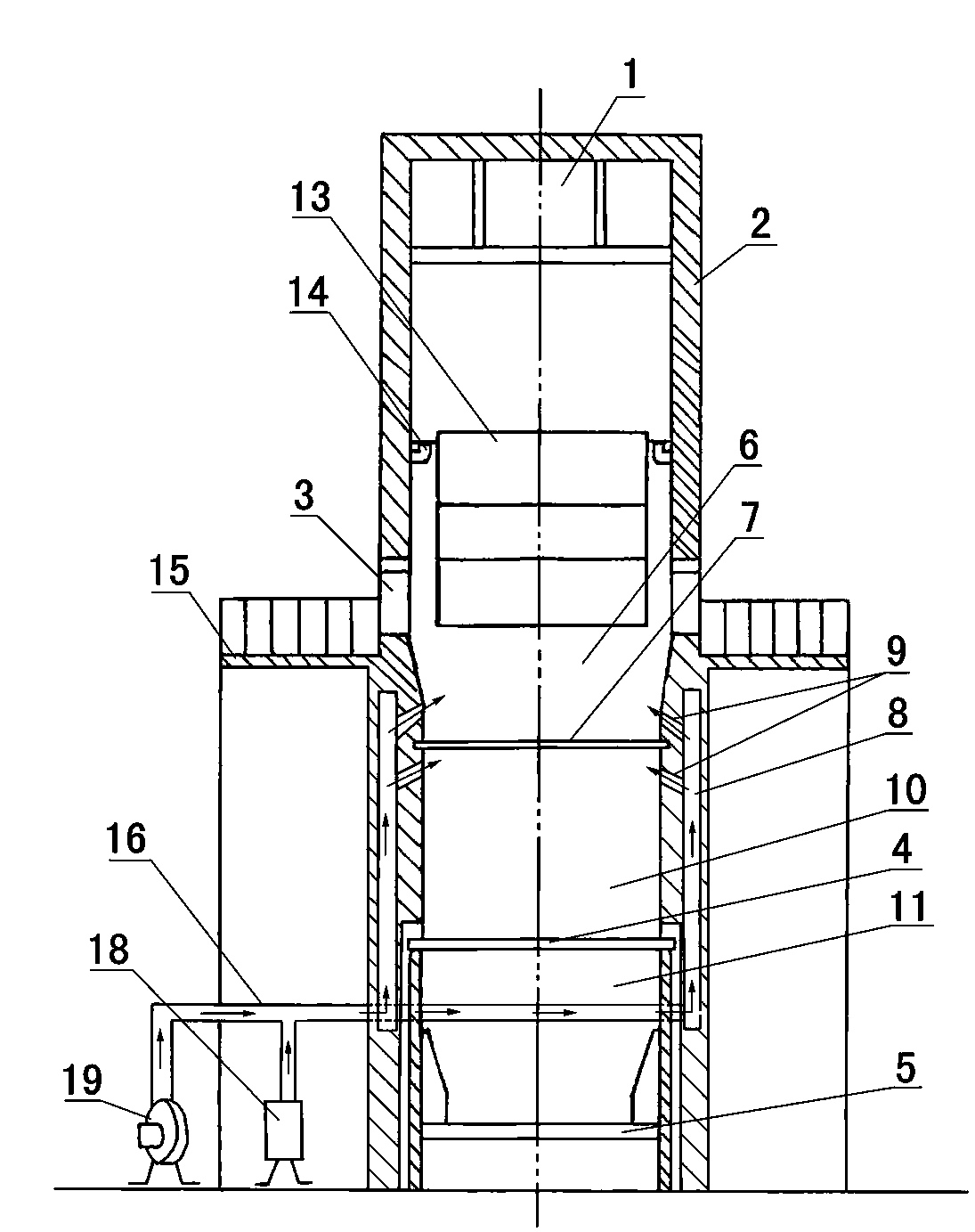 Mechanical navajoite roasting shaft kiln and roasting method