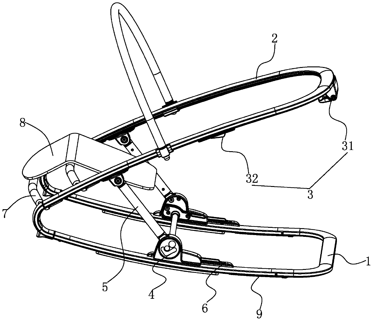 Baby rocking chair with safe and convenient angle adjustment by single hand