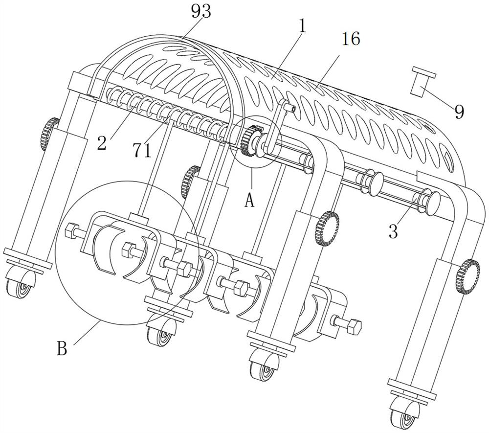 Underground sewer pipe clamping and fixing device with multiple fixing clamping points