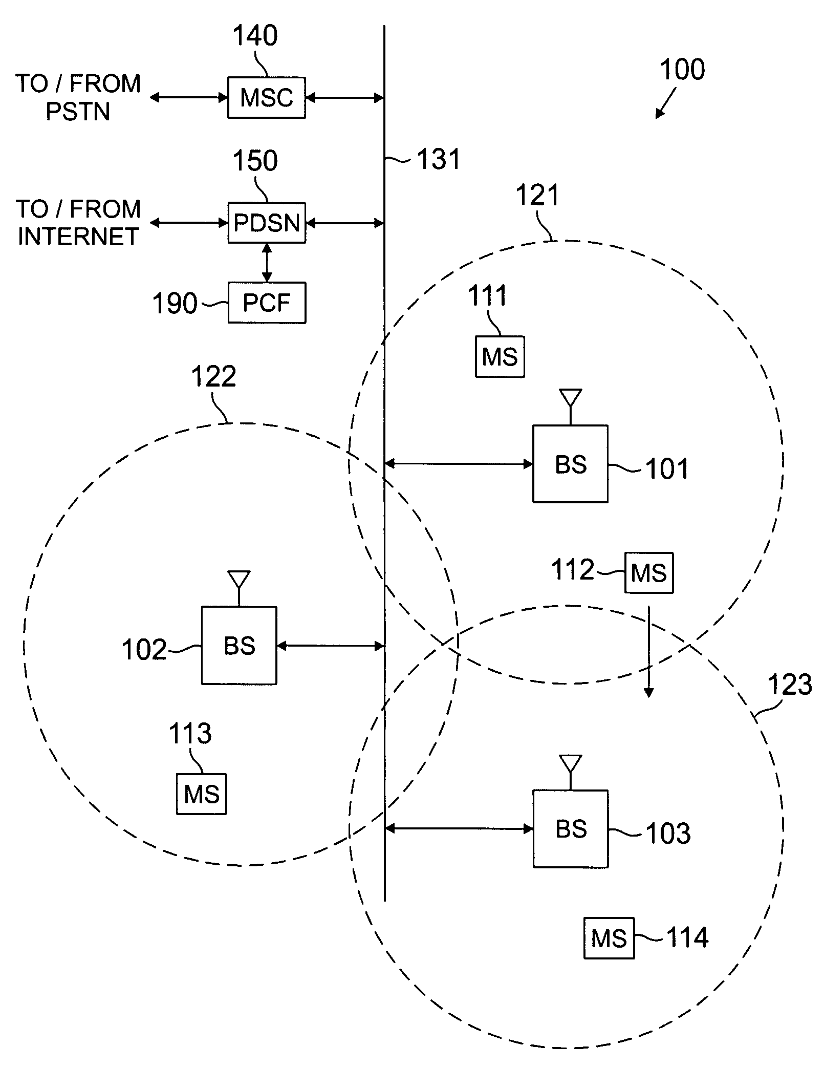 Wireless network using shared traffic channel mode of operation for broadcast services
