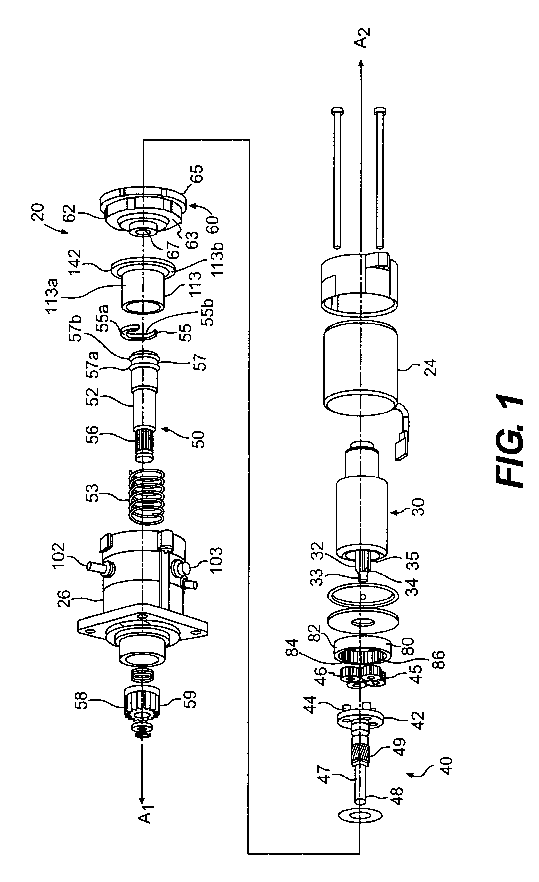 Engagement and disengagement mechanism for a coaxial starter motor assembly