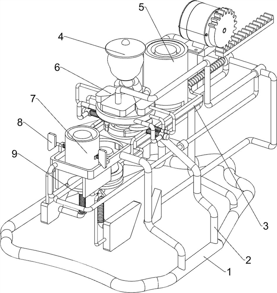 An all-in-one machine for coloring the mouth of a trash can