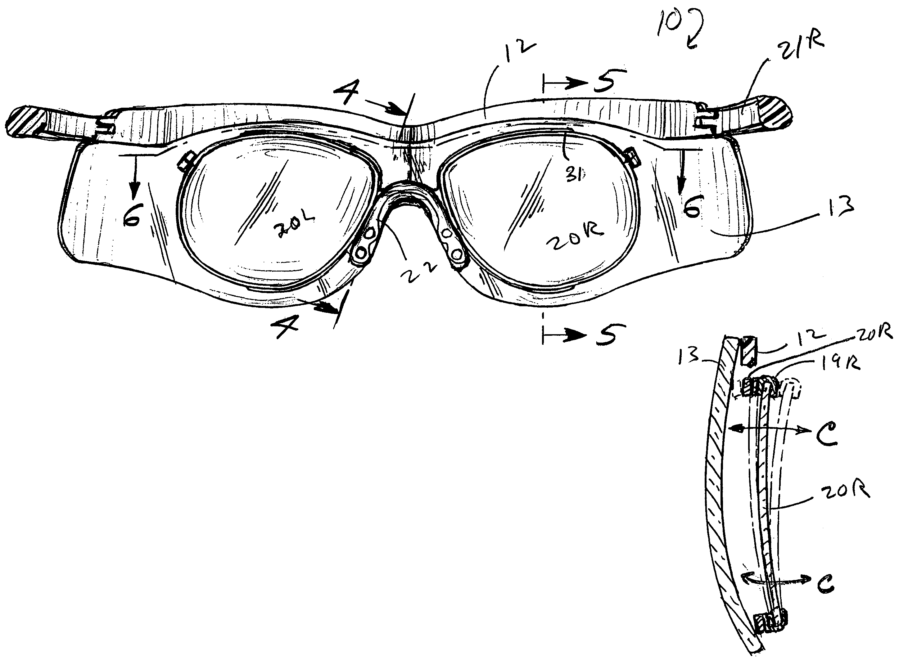 Adjustable prescription lens insert for safety eyewear
