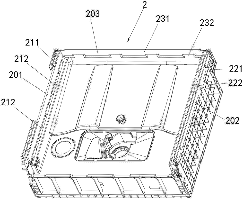 Dishwasher liner base assembly and its assembling equipment and assembling method