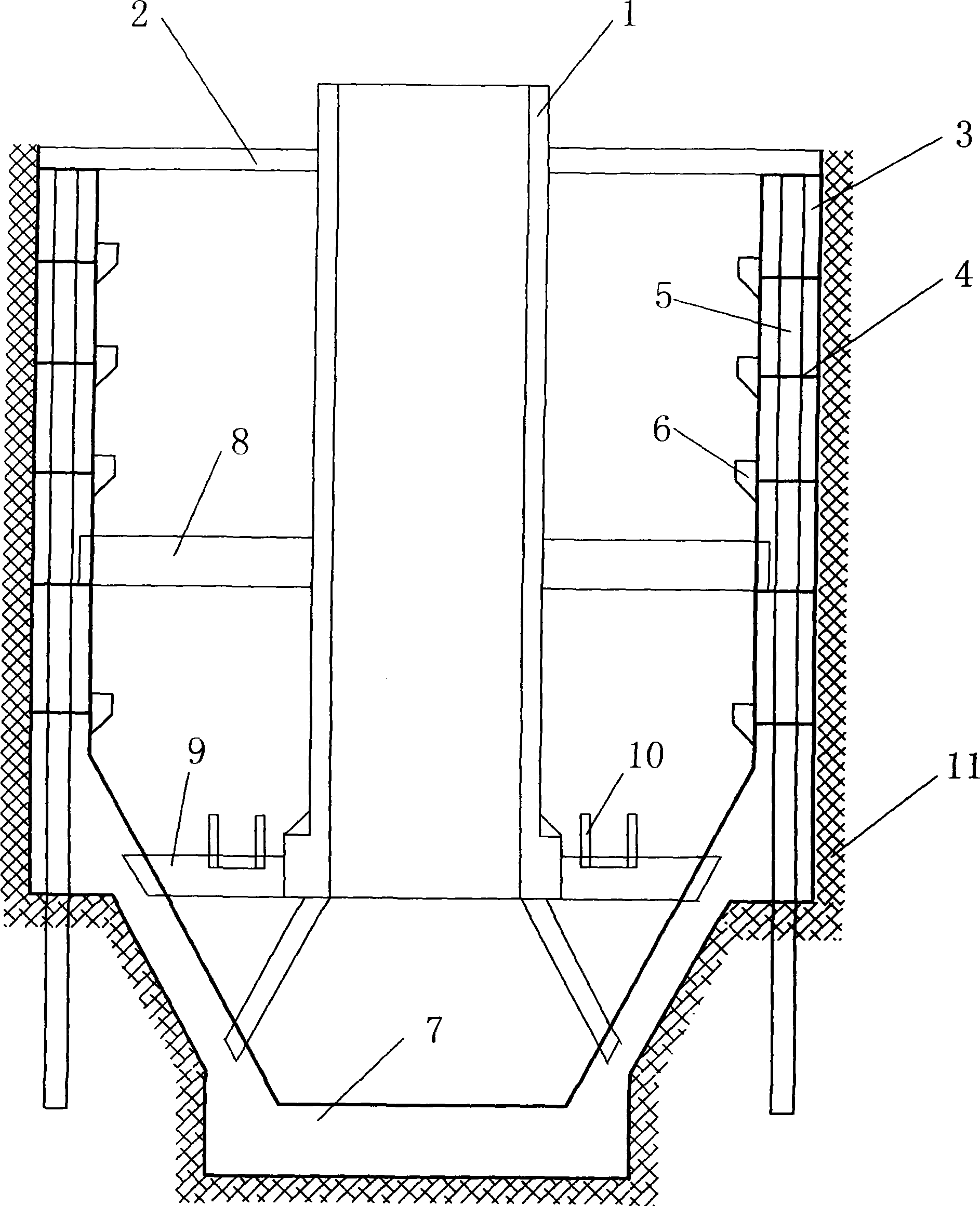 Method for implementing hot rolling swirl pool constructional engineering by top-down method
