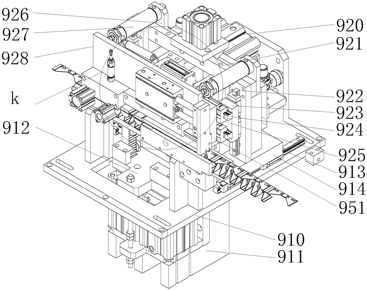 Spacing-adjustable steel belt bending mechanism