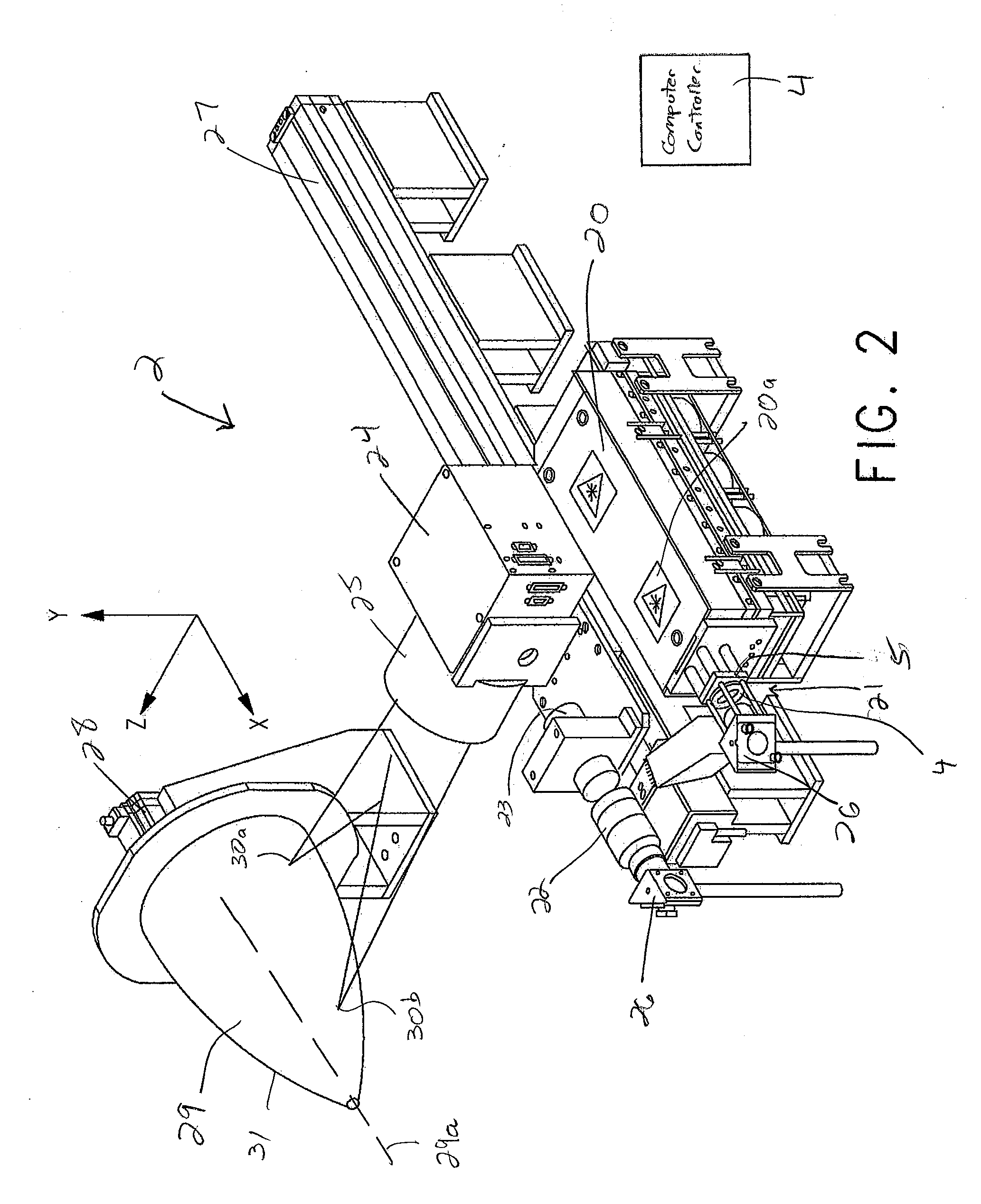 3D Direct Write Patterning Apparatus and Method of Generating Patterns on Doubly-Curved Surfaces