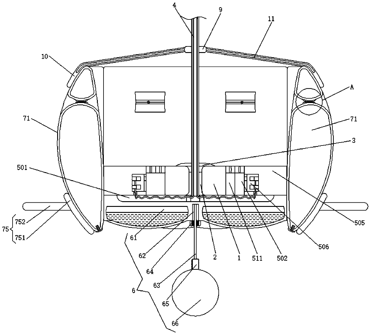 Self-floating power supply device for household swimming pool