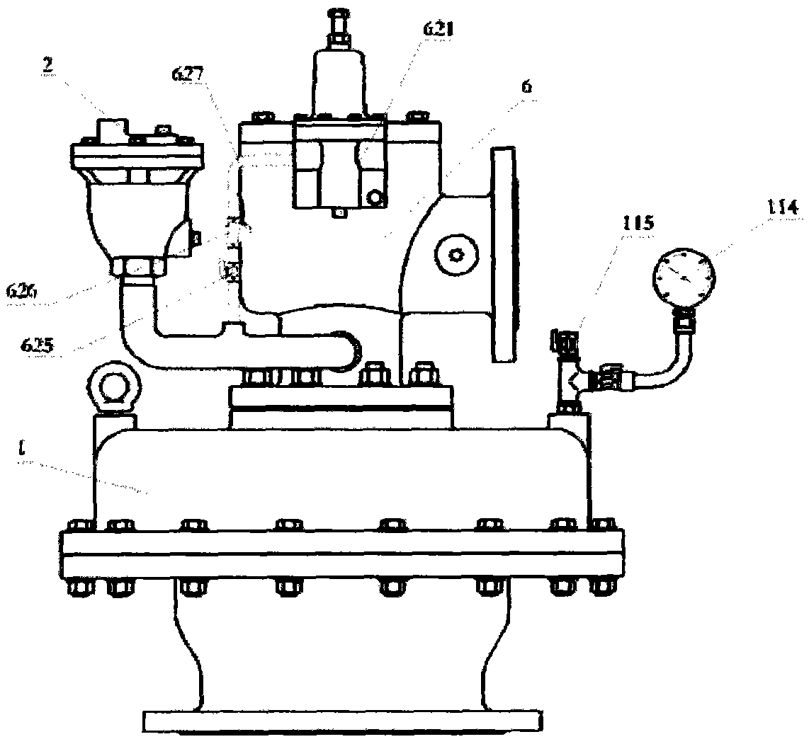 Airbag type ventilation and drainage positive and negative pressure water hammer control valve group