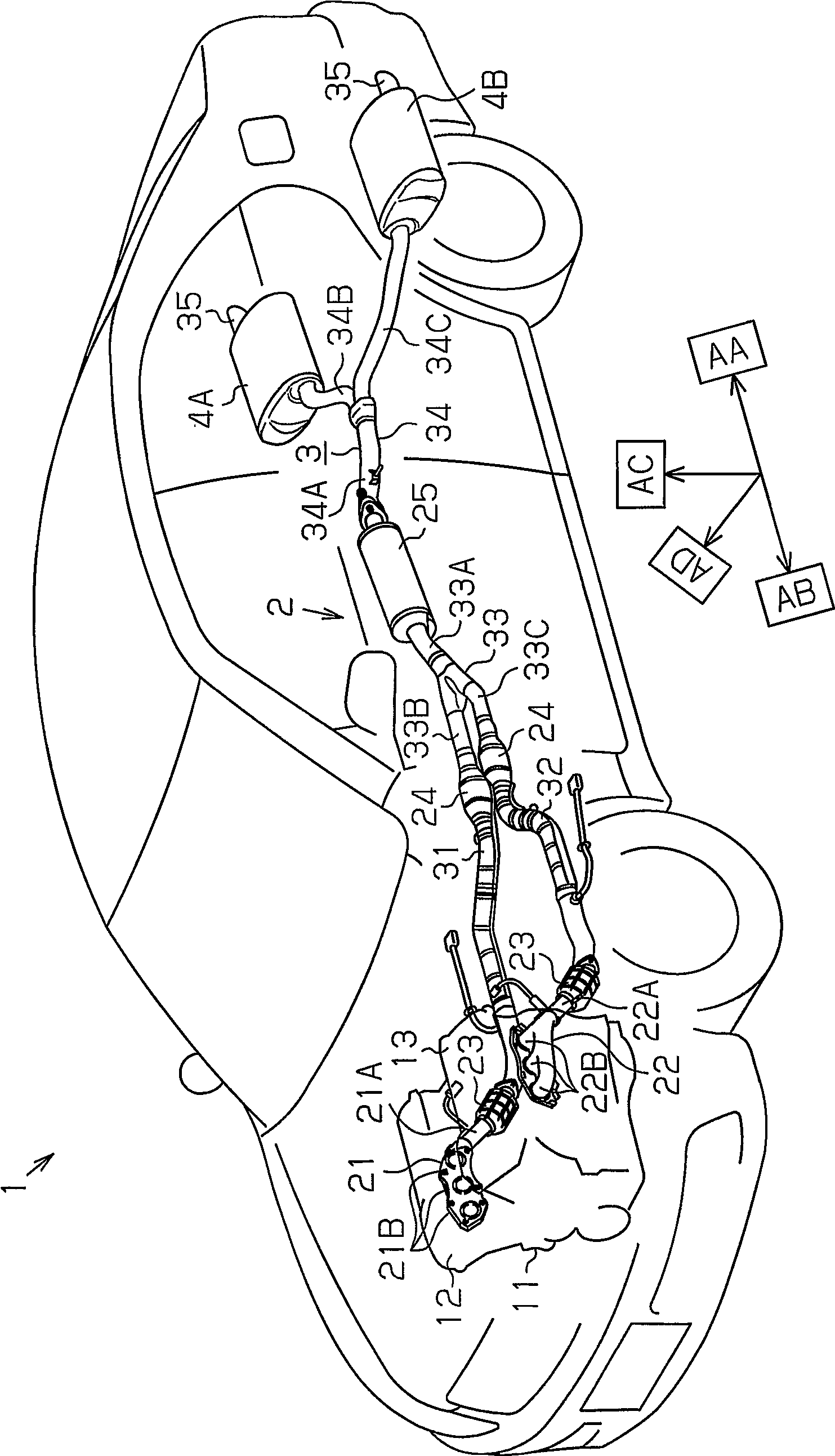 Exhaust device for engine