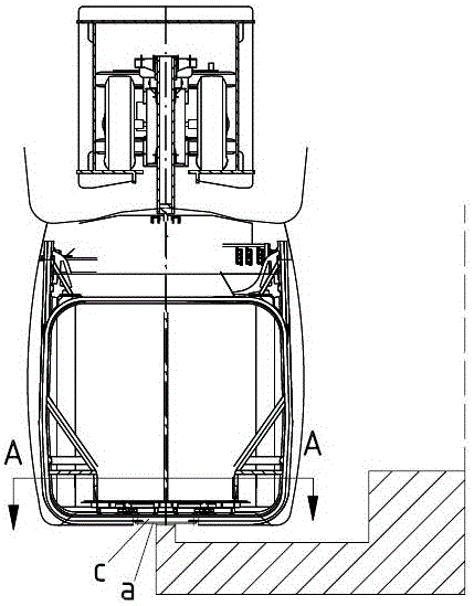 Suspension monorail vehicle get-in stopping method and device