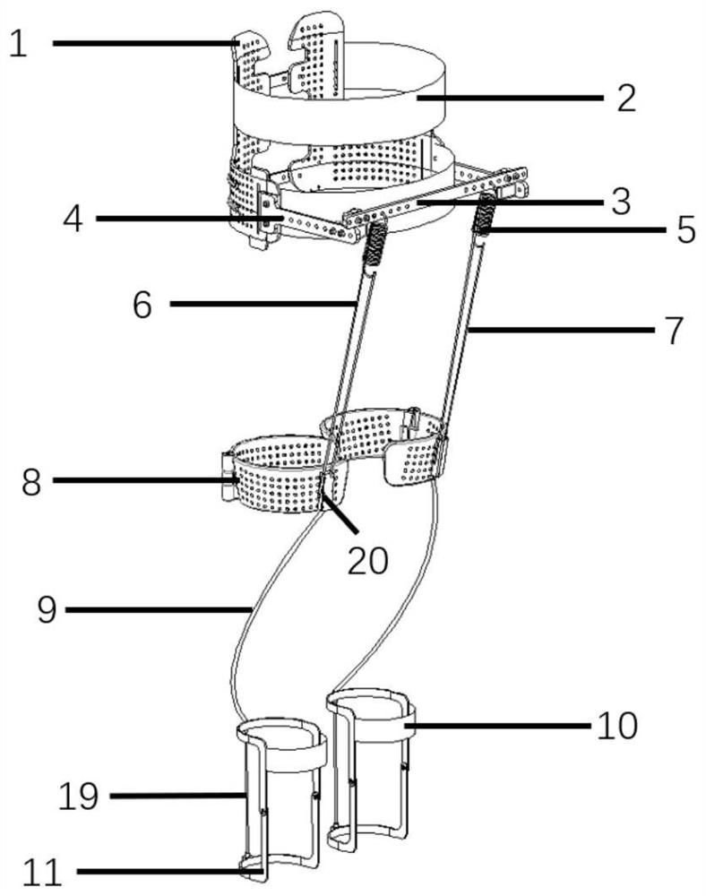 Passive exoskeleton device based on energy cross-joint transfer