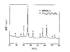 Method for preparing MWCNTs/Co1-xZnxFe2O4 magnetic nanocomposite material