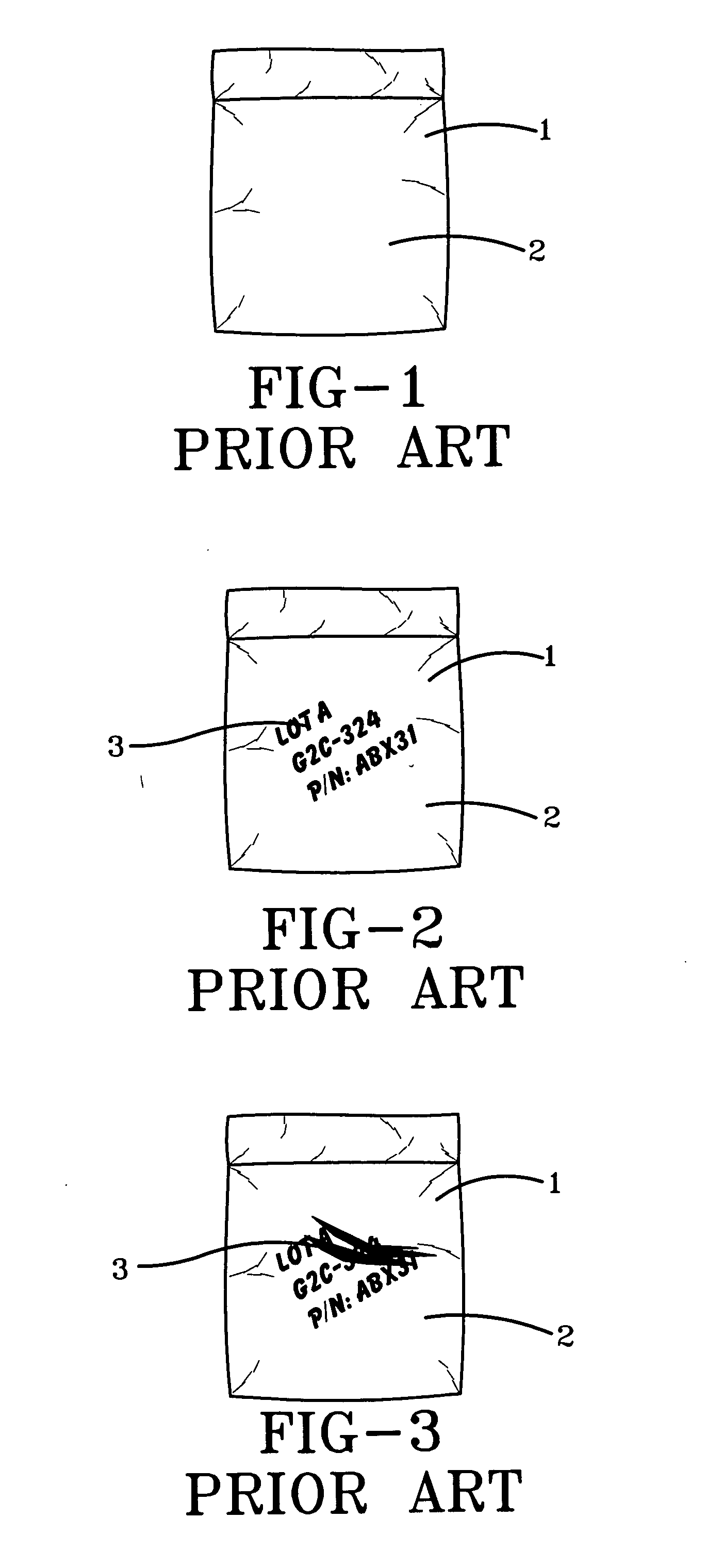 Method of labeling rubber component bags
