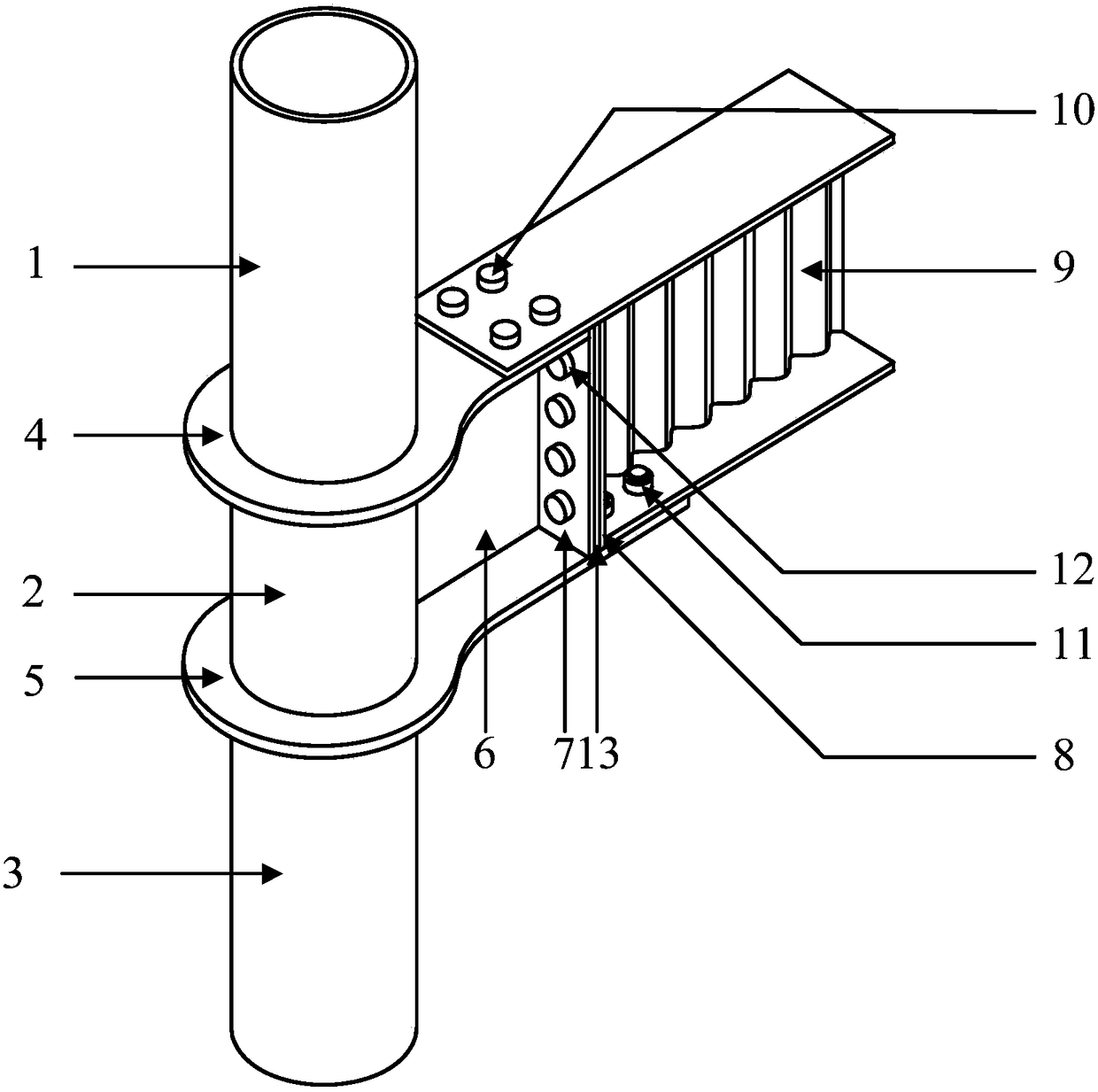 An assembled wave-web beam-column joint connection device