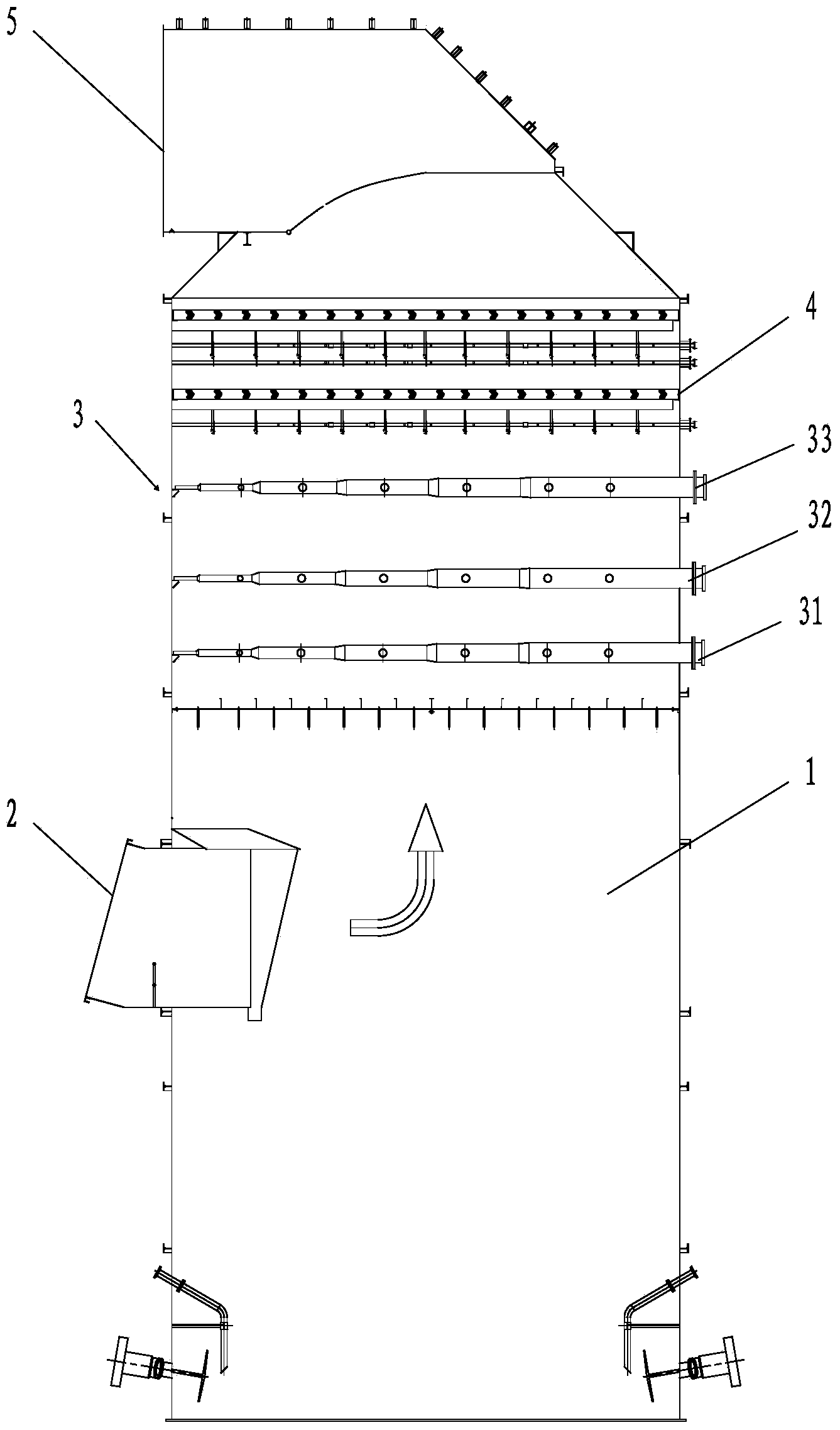 Desulfurizing absorption tower and desulfurizing absorption method