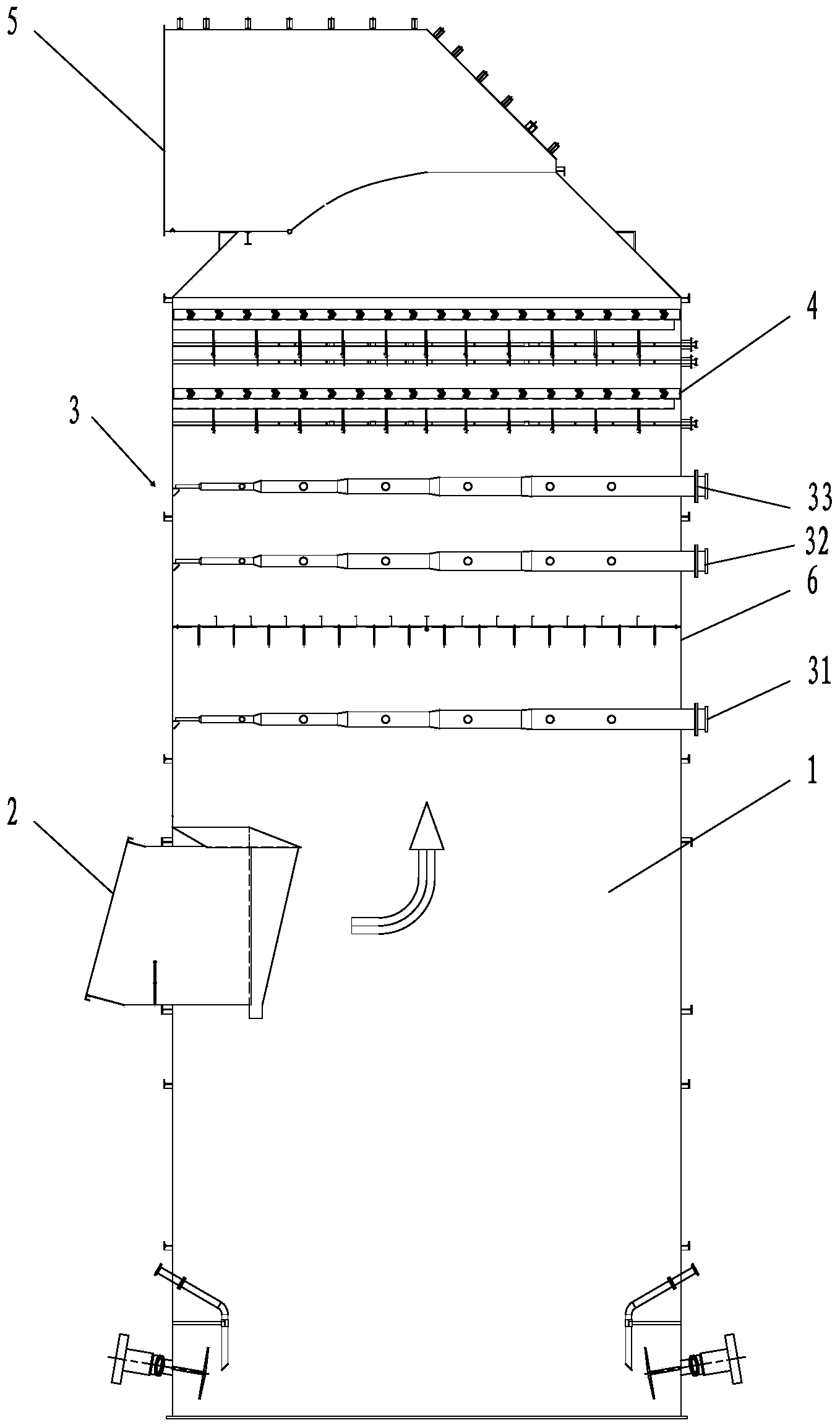 Desulfurizing absorption tower and desulfurizing absorption method