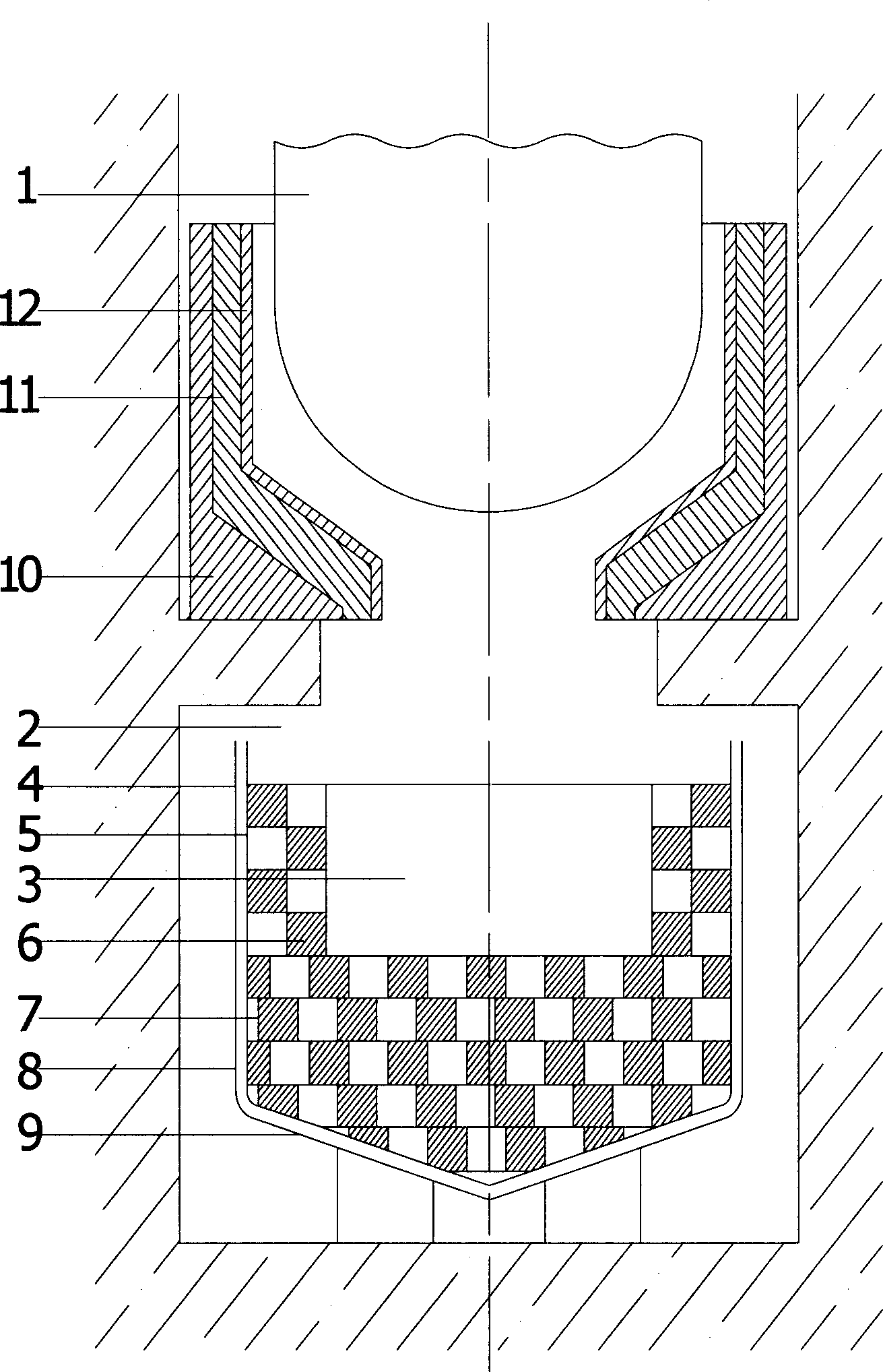 Apparatus for positioning and cooling lining layer of damaged LWR nuclear reactor