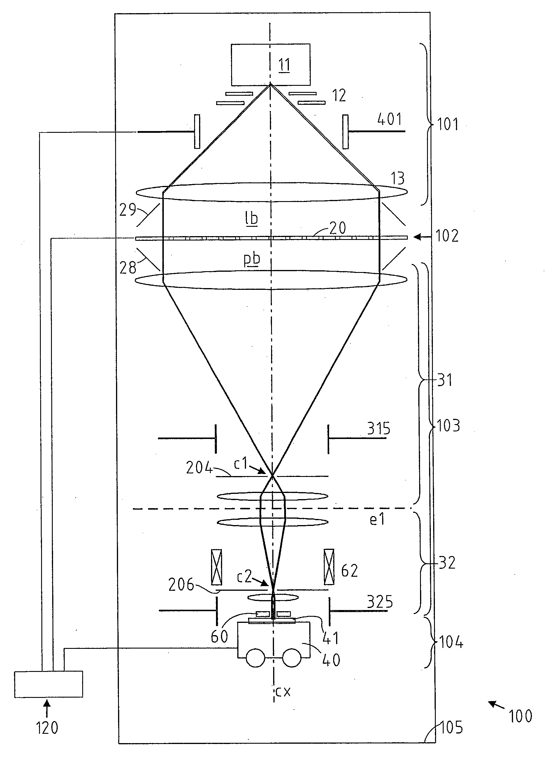 Particle-beam exposure apparatus with overall-modulation of a patterned beam