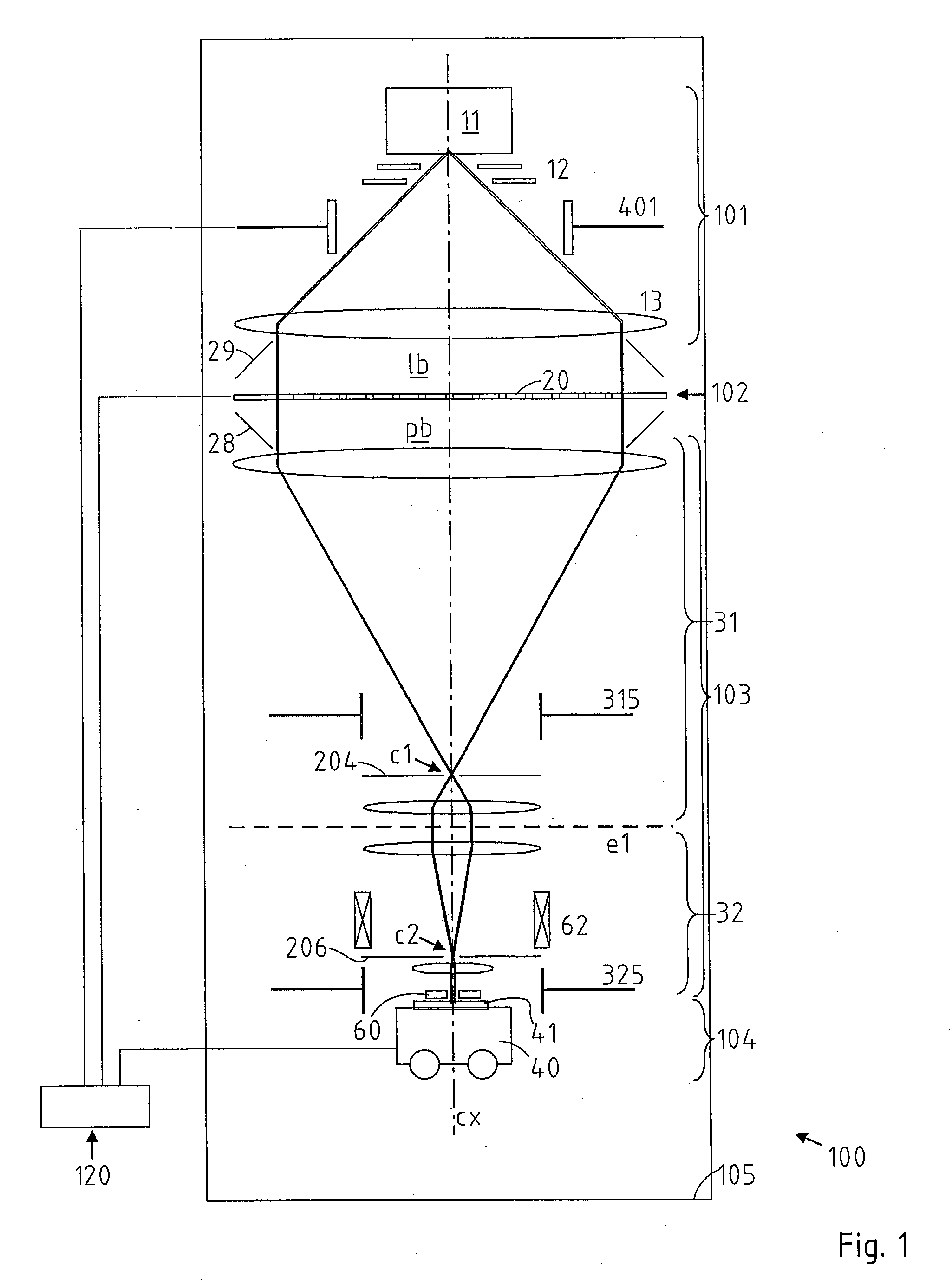 Particle-beam exposure apparatus with overall-modulation of a patterned beam