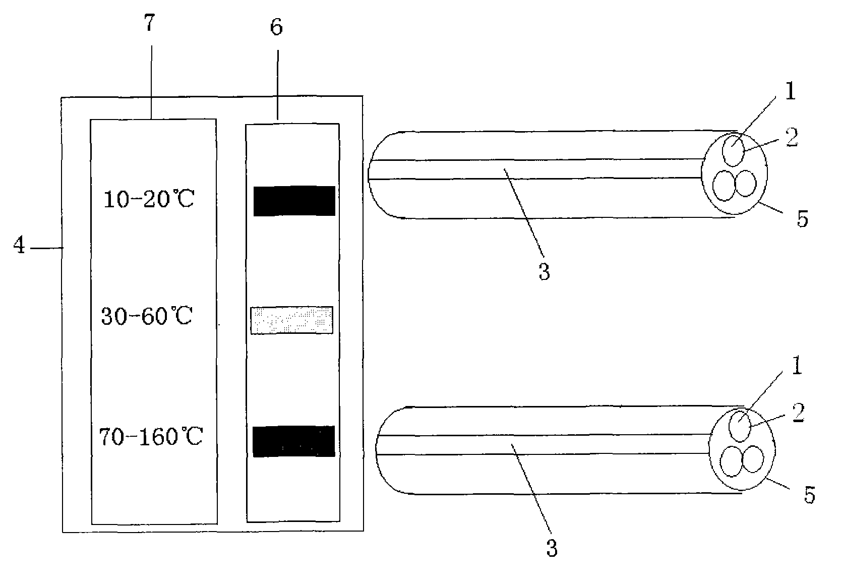 Temperature indicating cable