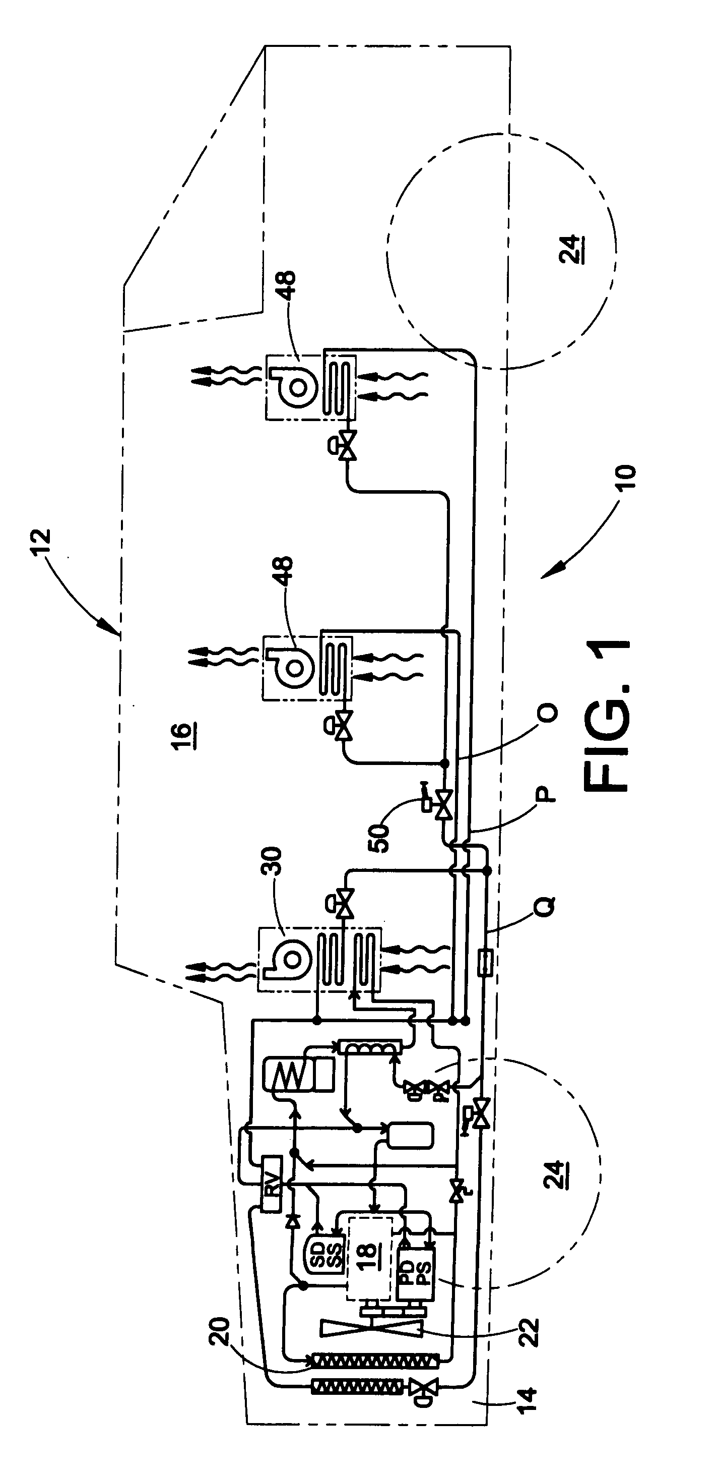 Vehicle cabin heating cooling and ventilation system