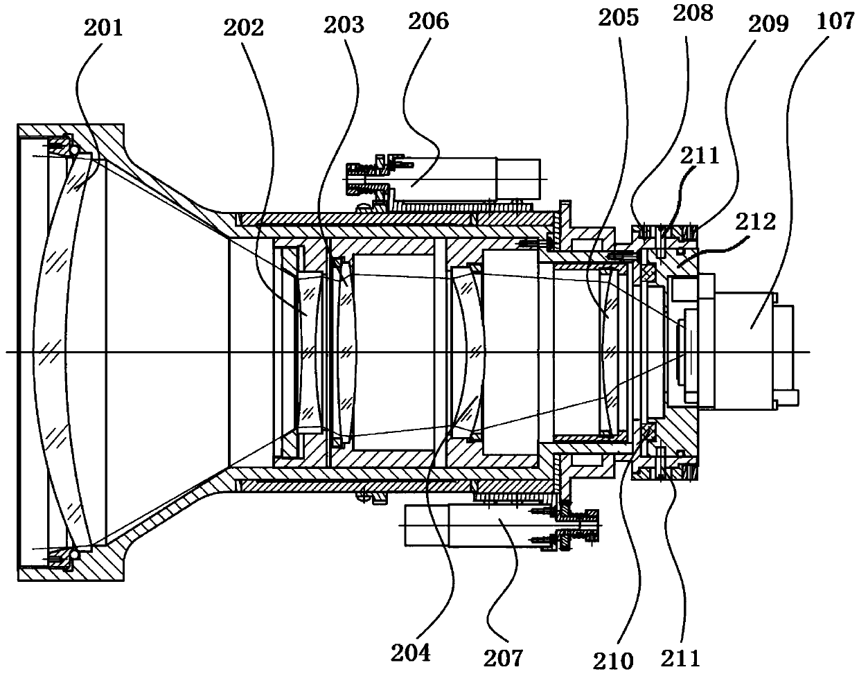 A long-wave infrared continuous zoom online fast compensation adjustment device and method