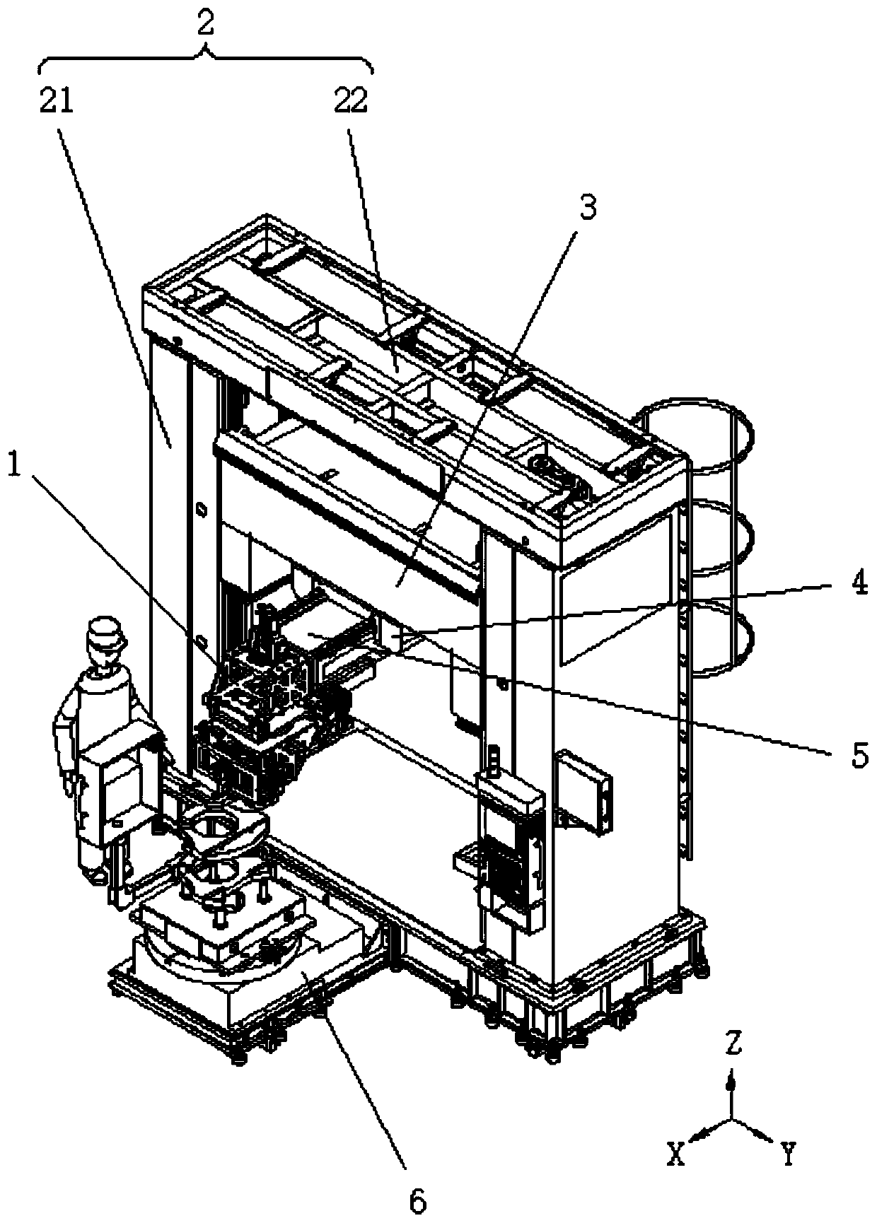 Drilling-riveting machine tool used for aircraft hull manufacturing